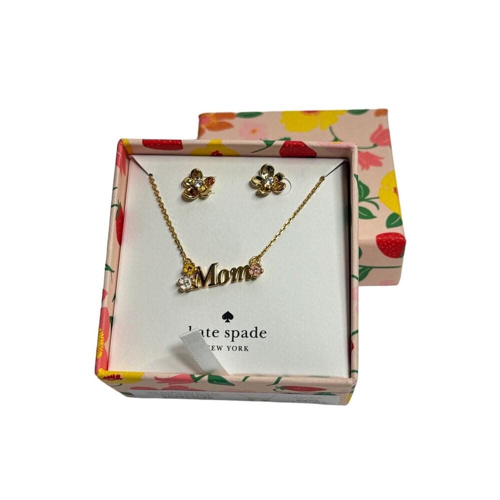 Kate Spade MOM Darling Blooms Pendant And Studs Set NEW